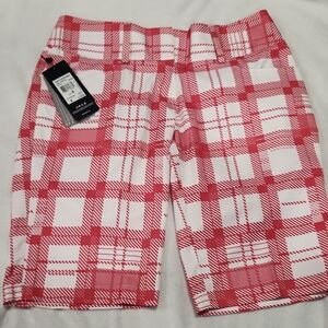 Women's Adidas Red Plaid Stretch Golf Shorts